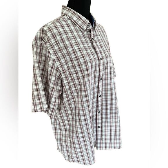 M & S Collection regular fit brown plaid button down collar shirt size L - Picture 5 of 6
